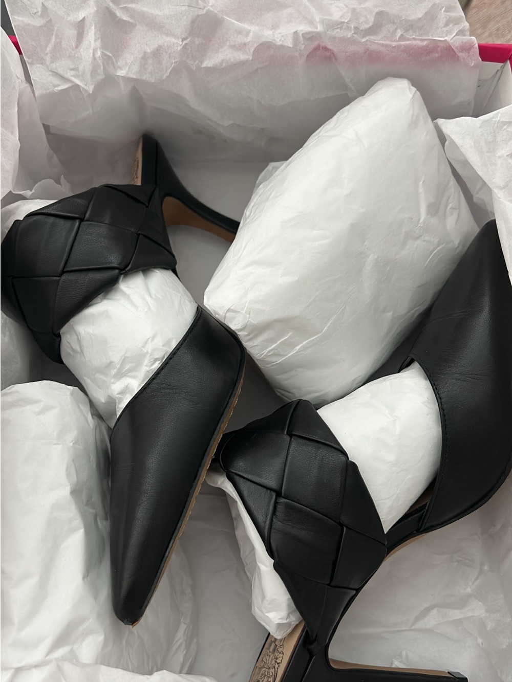 Dolce Vita Black Woven Pointed-Toe Heels